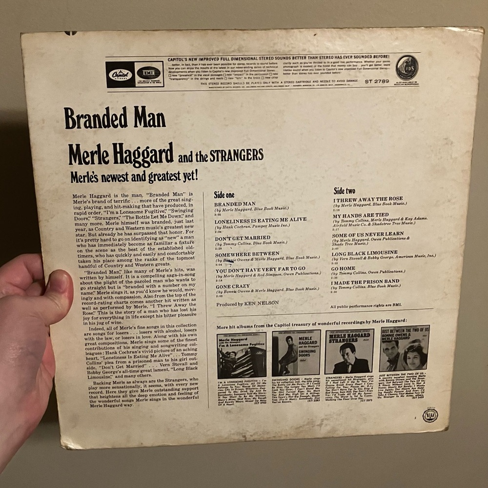 Merle Haggard Branded Man Vinyl Record Album Vintage - Picture 2 of 4